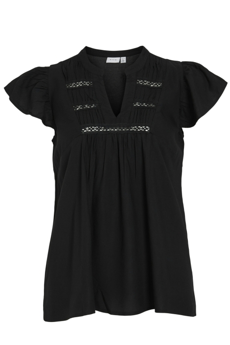 Vila vivisia v-neck c/s pleated top/tes